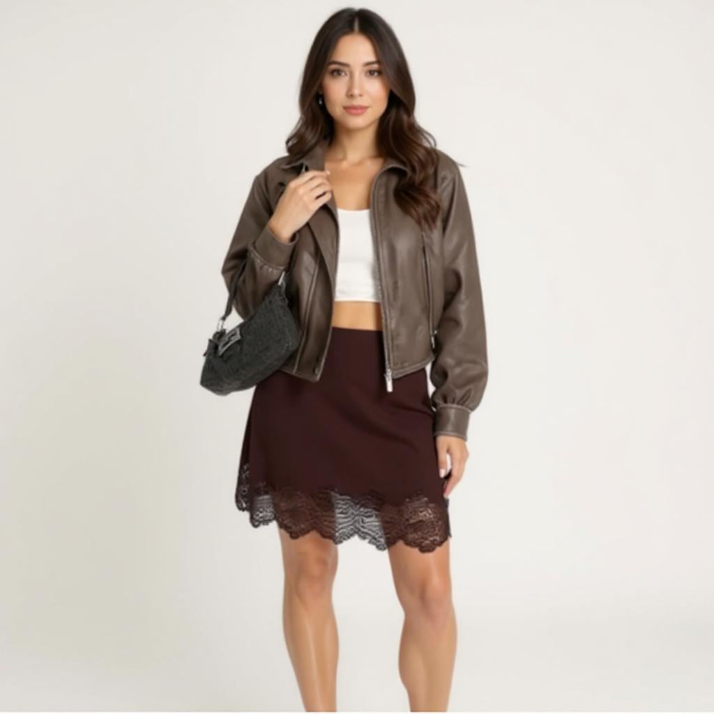 Silk Mini Skirt – Lace Trim