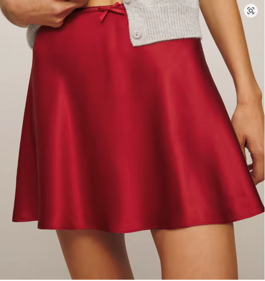 Silk Mini Skirt – Bow Detail
