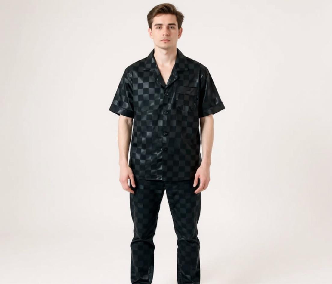 Short Sleeve Silk Pajama Set - Pattern