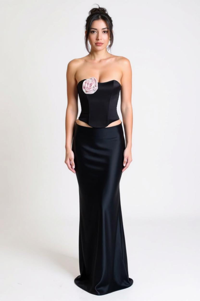 Long Straight Silk Skirt