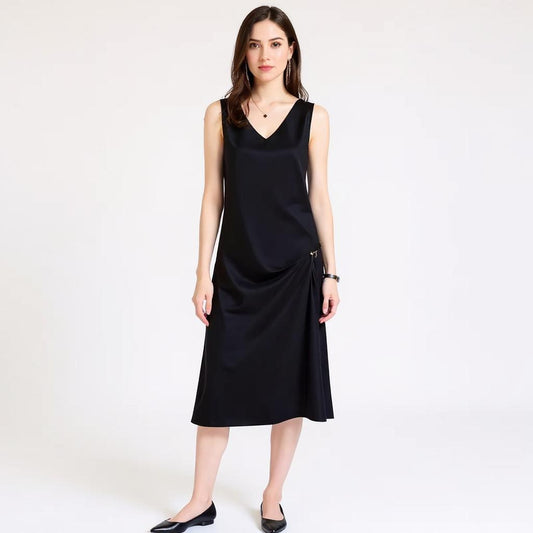 Silk V-Neck Midi Dress