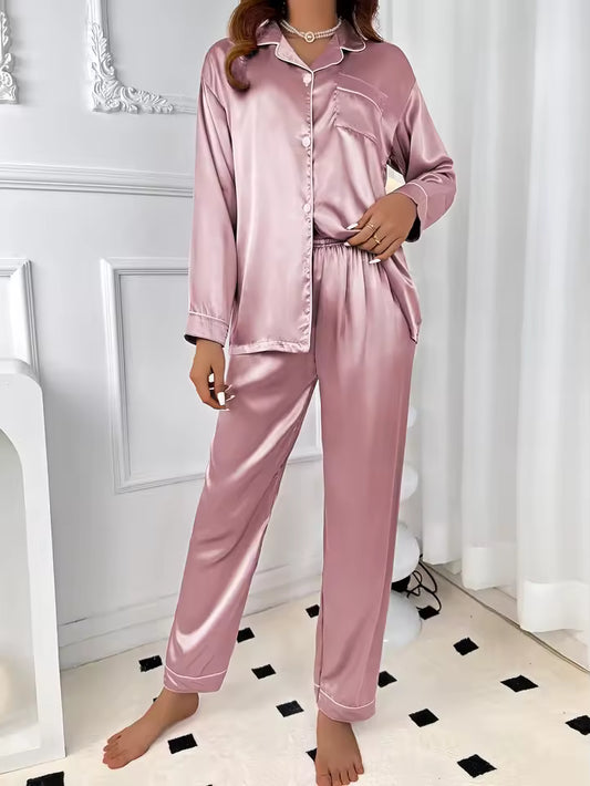 Long Sleeve Silk Pajama Set