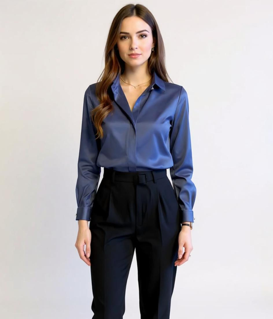 Silk Long Sleeve Shirt – Collared Design