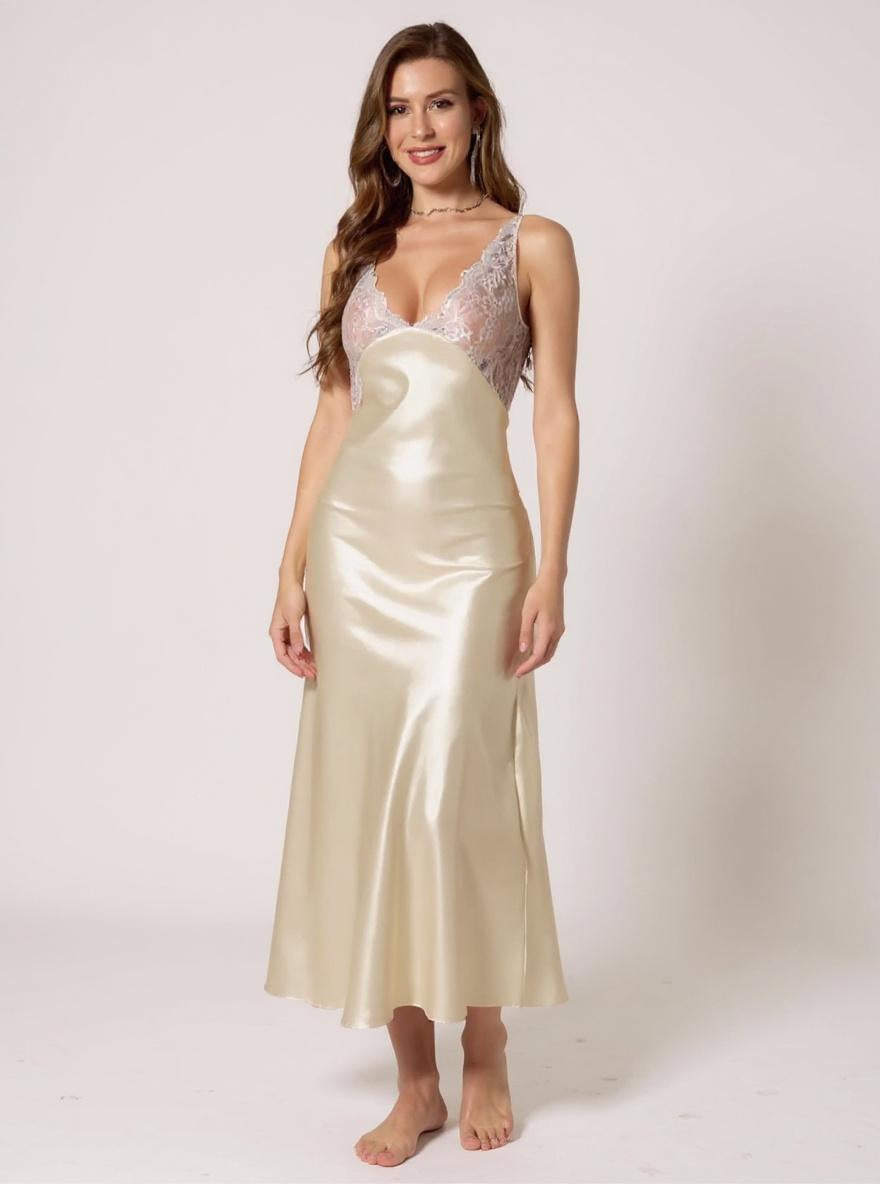 Silk Lace Trim Slip Dress