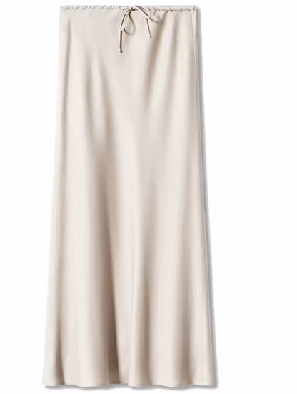 Silk Maxi Skirt – Adjustable Tie Waist