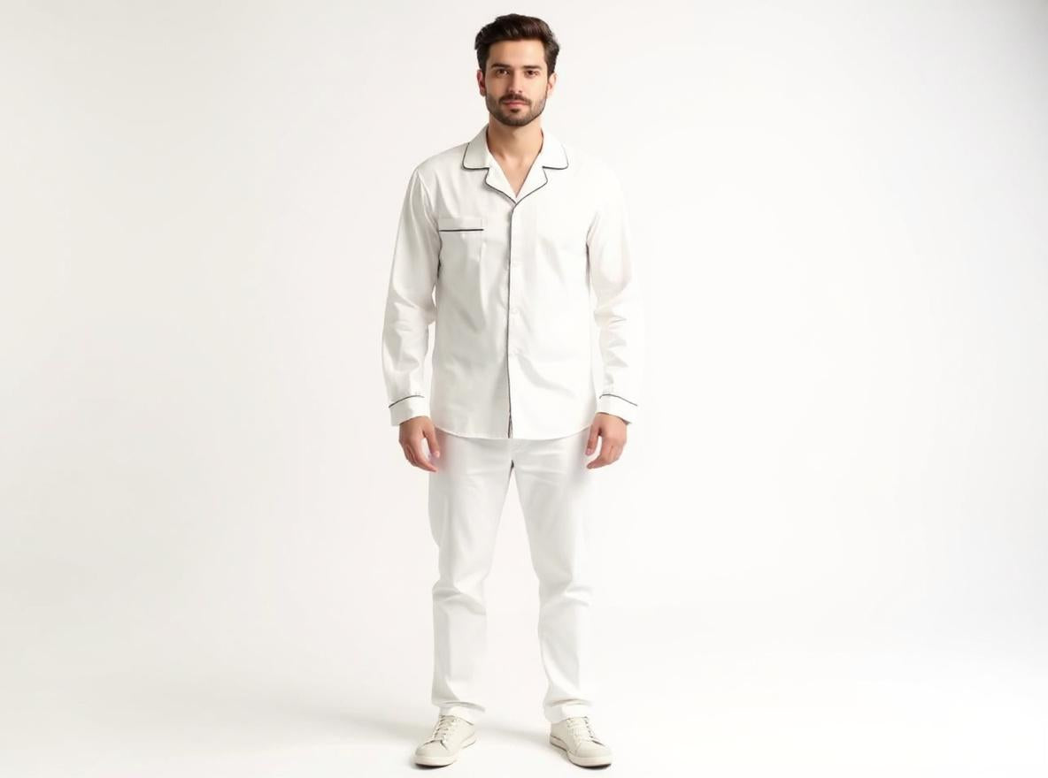 Solid Colour Long Sleeve Silk Pajama Set