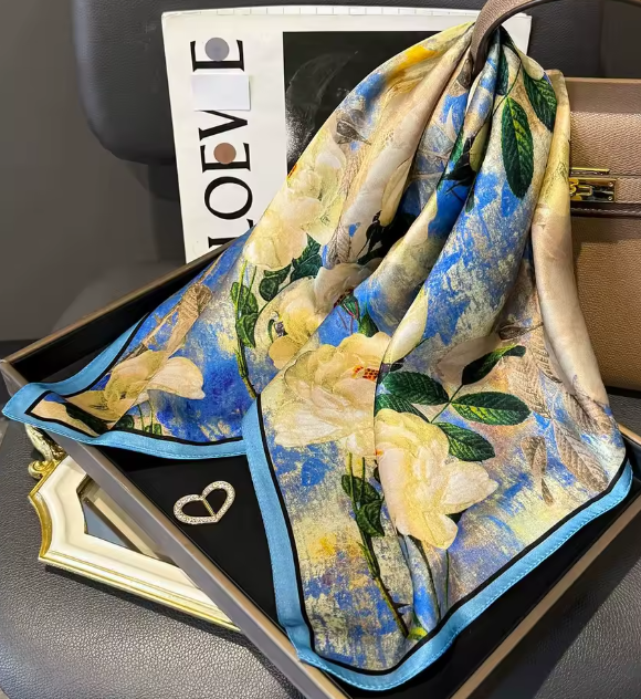 100% Mulberry Silk Scarf - 65x65cm