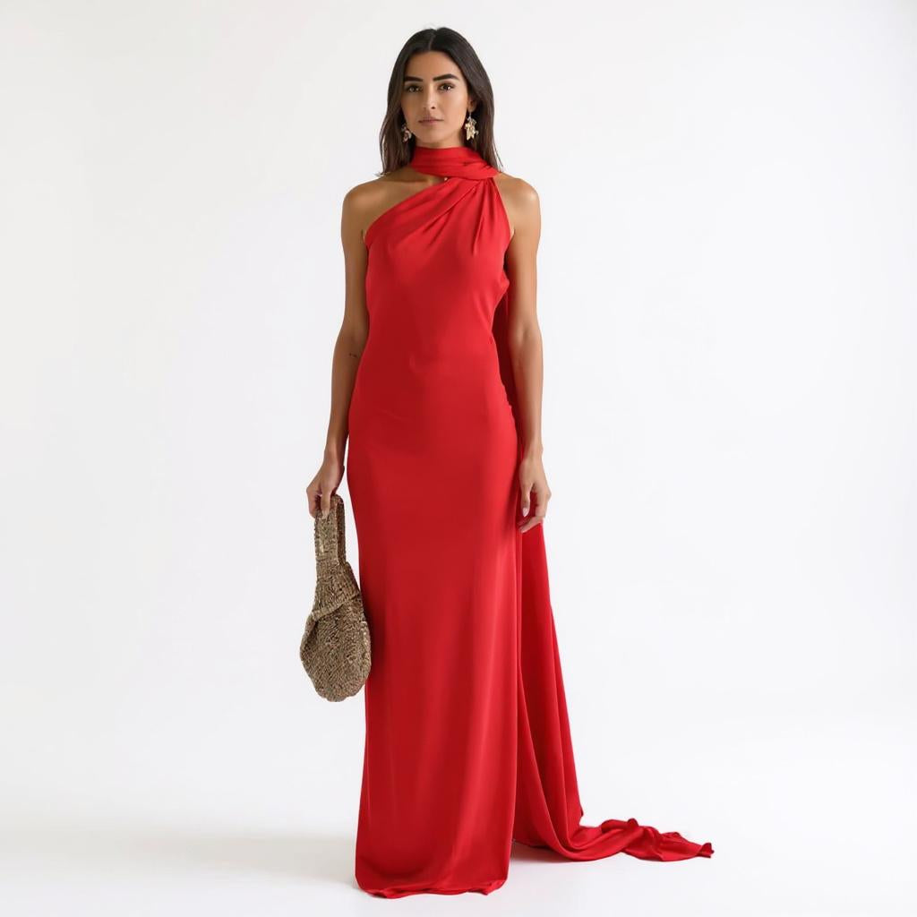 Silk One-Shoulder Dress