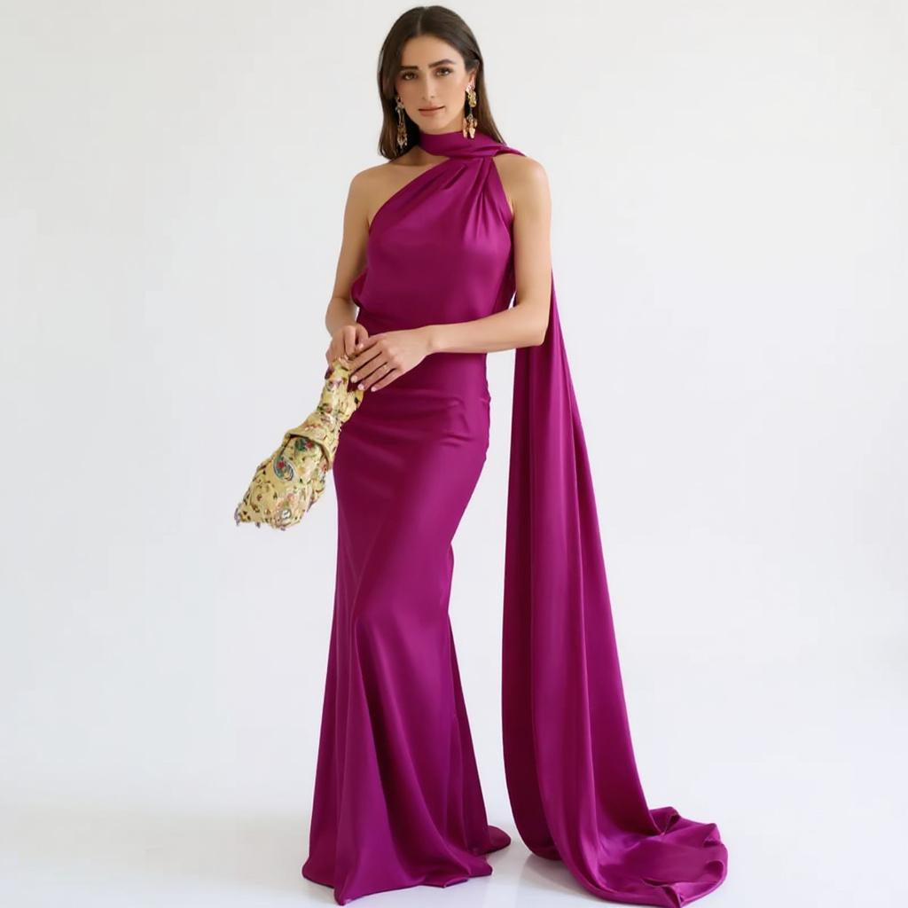 Silk One-Shoulder Dress