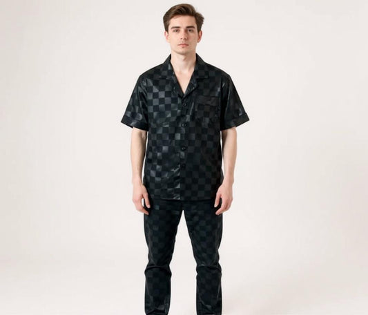 Short Sleeve Silk Pajama Set - Pattern