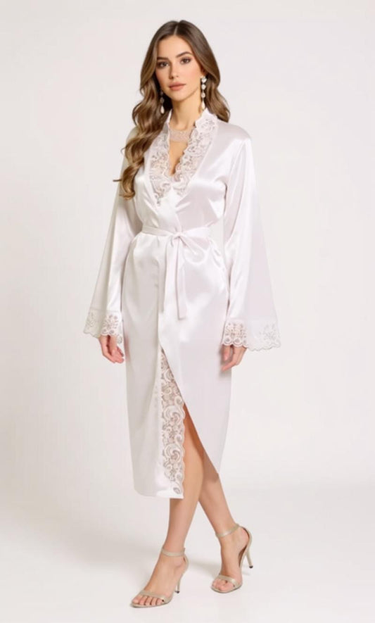 Silk Robe – Lace Trim