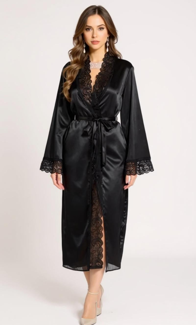 Silk Robe – Lace Trim