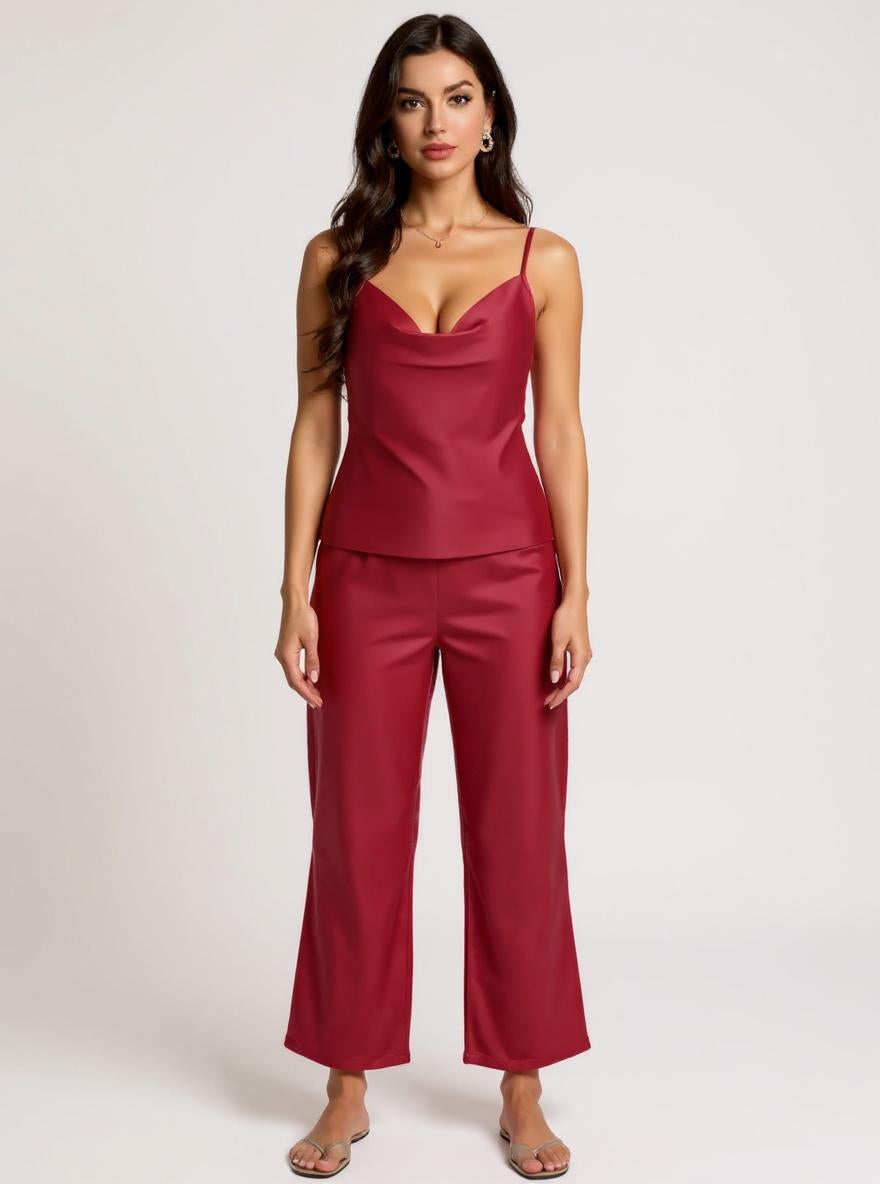 Silk Pajama Set - V Neck