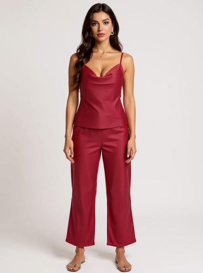 Silk Pajama Set - V Neck
