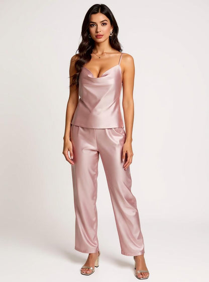 Silk Pajama Set - V Neck