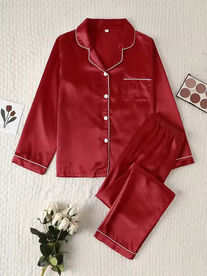 Long Sleeve Button Up Pajamas Set