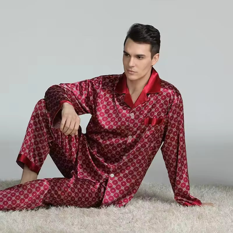 Patterned Silk Pajama Set