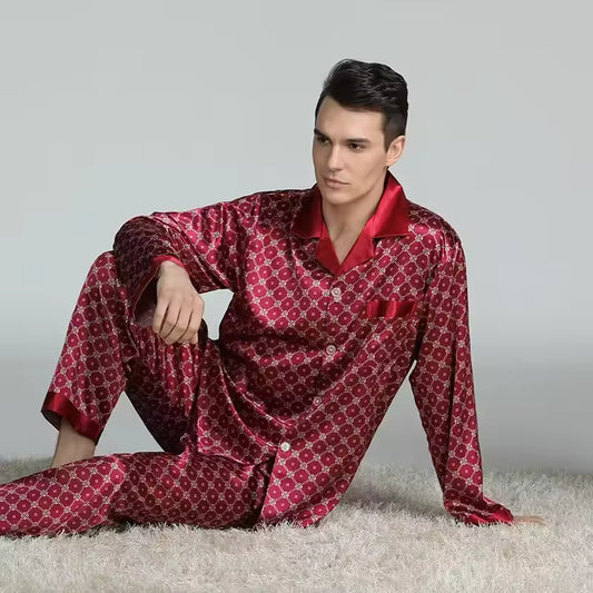 Patterned Silk Pajama Set