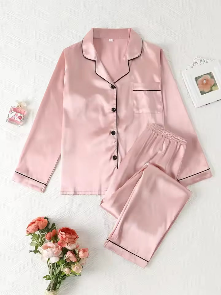 Long Sleeve Button Up Pajamas Set