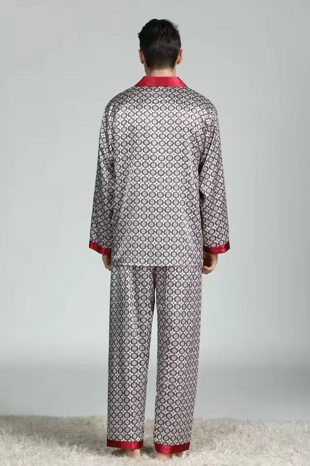 Patterned Silk Pajama Set