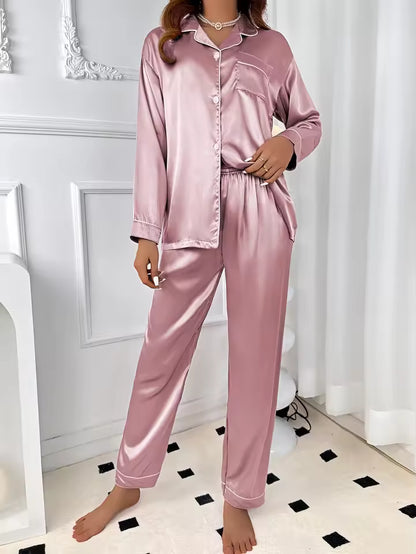 Long Sleeve Silk Pajama Set