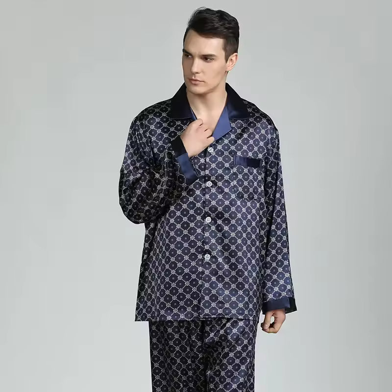 Patterned Silk Pajama Set