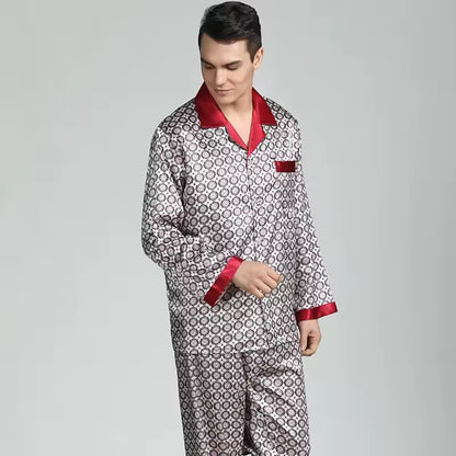 Patterned Silk Pajama Set