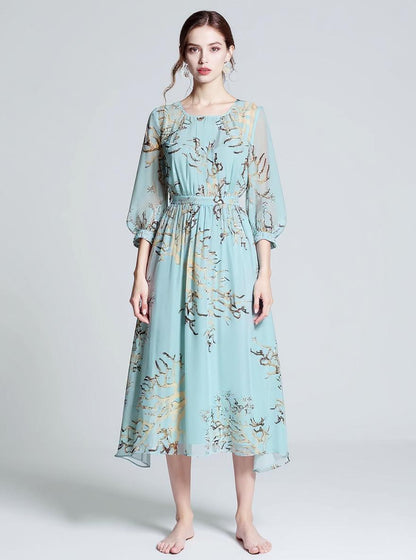 Silk Floral Midi Dress