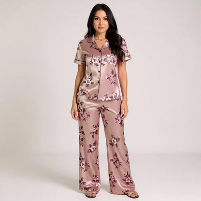 Silk Pajama Set - Floral Print
