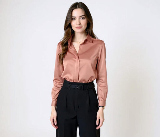 Silk Long Sleeve Shirt – Collared Design