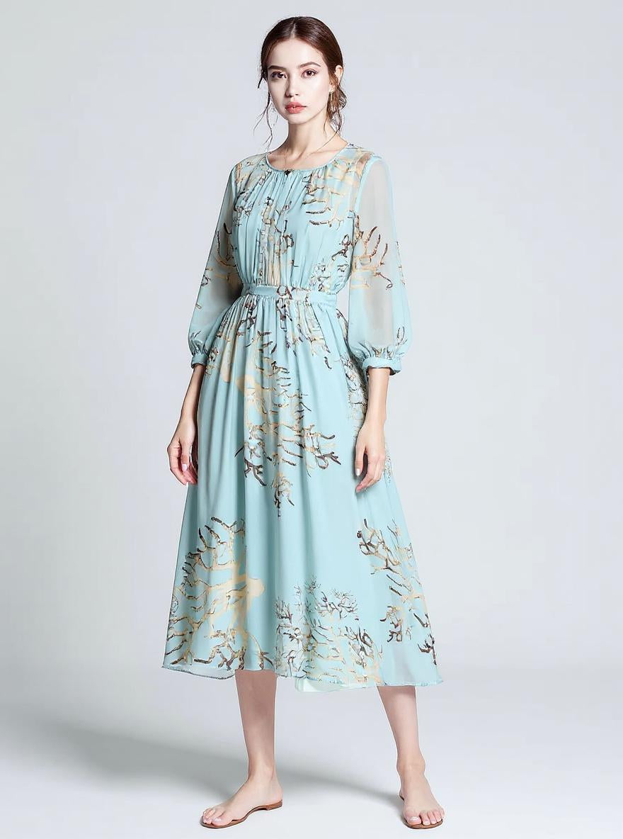 Silk Floral Midi Dress