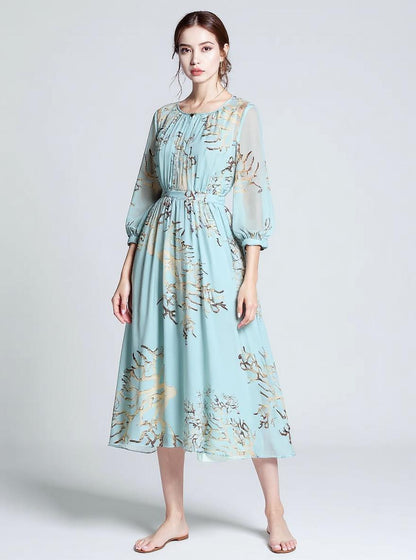 Silk Floral Midi Dress