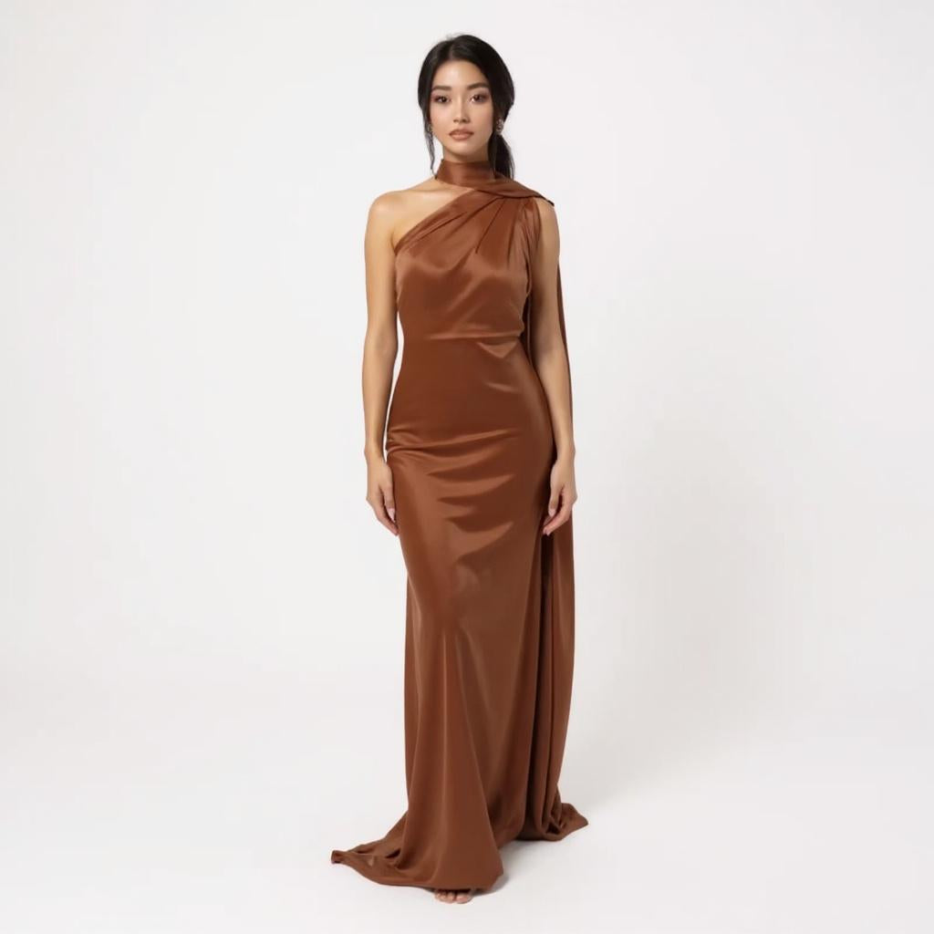 Silk One-Shoulder Dress