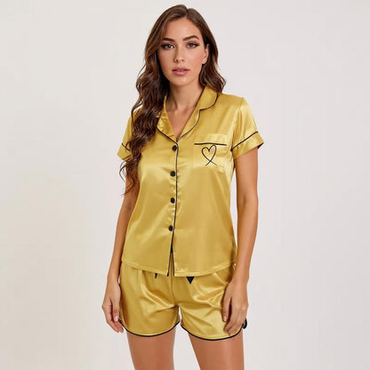 Short Sleeve Silk Pajama Set