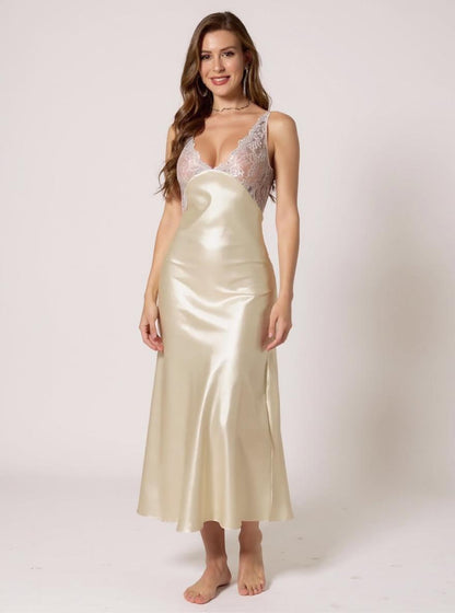 Silk Lace Trim Slip Dress