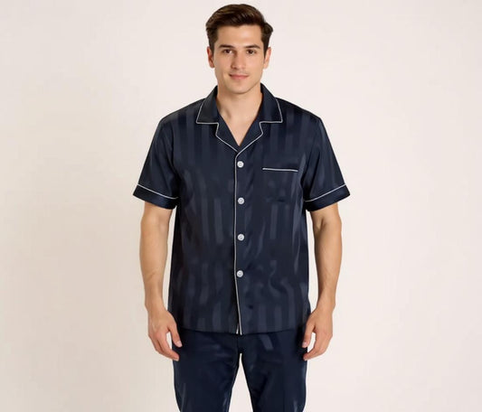 Short Sleeve Silk Pajama Set - Pattern