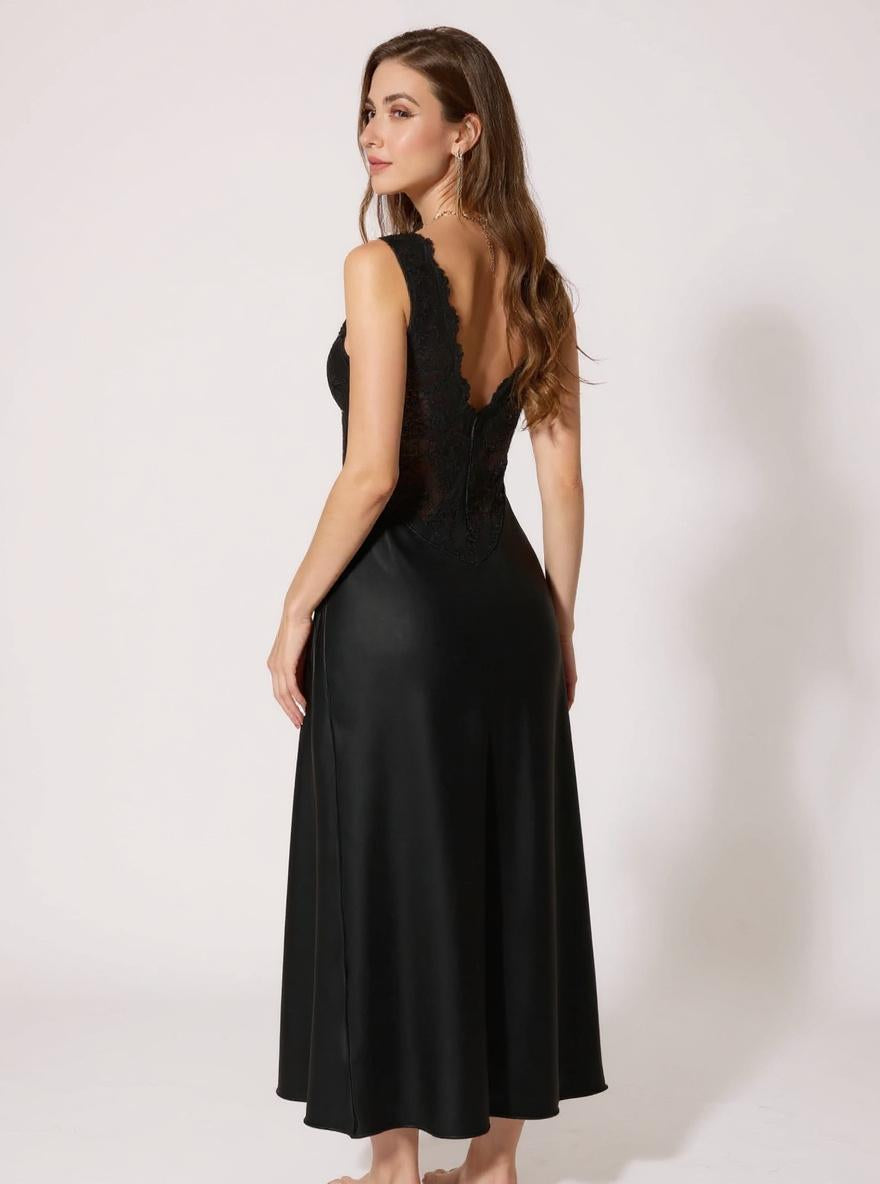 Silk Lace Trim Slip Dress
